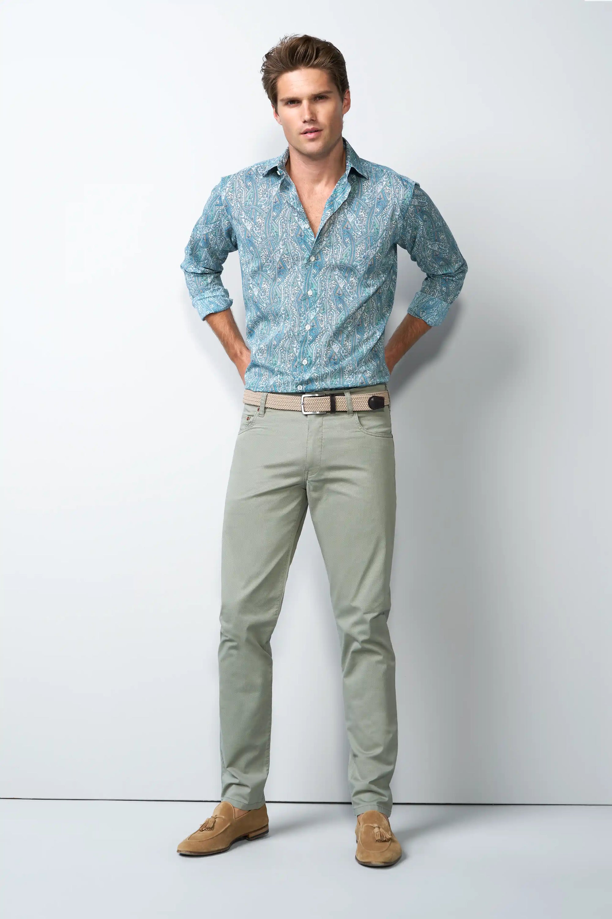 FIVE 1-6075 FIVE-POCKET TROUSERS WITH A MICRO PRINT
